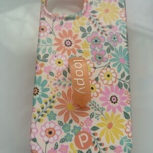 Loopy Case -Floral burst for Phone 15/14/13 with light orange Loop.  Like new!